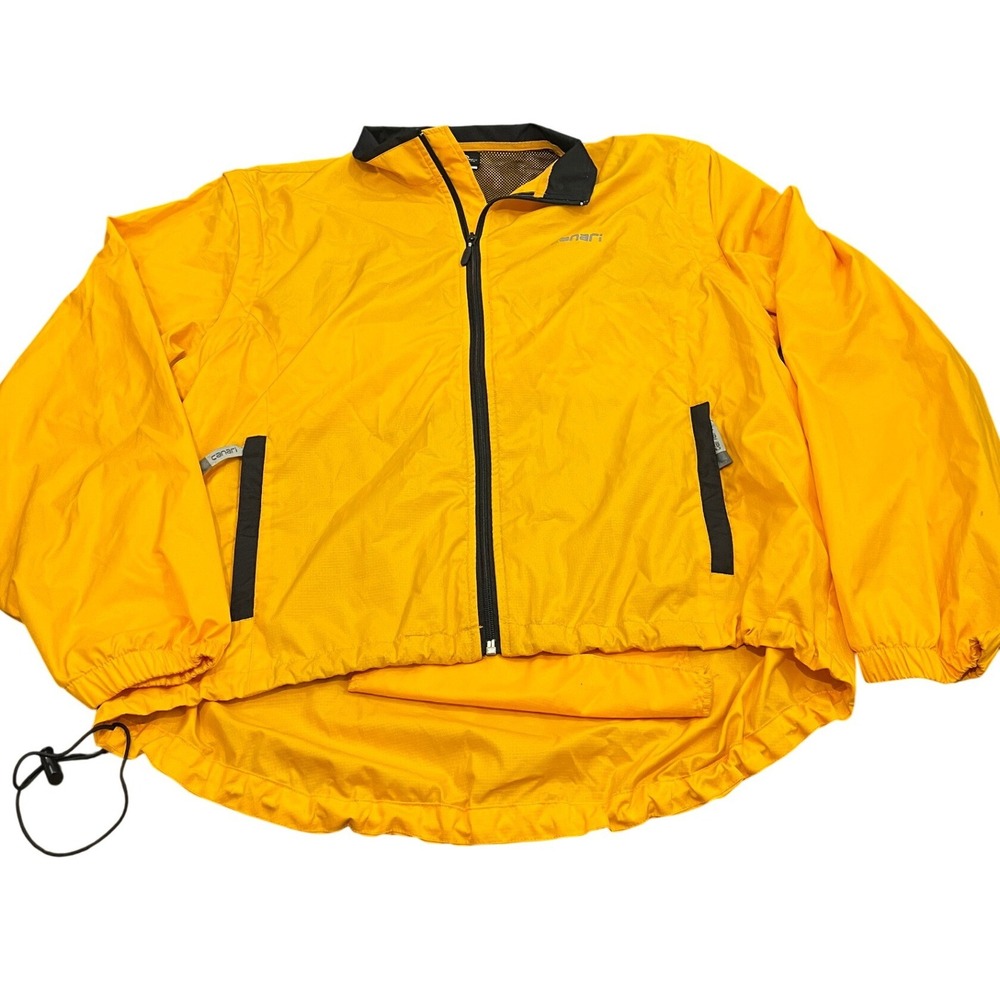 Canari Cycling‎ Jacket Mens XL Yellow Full Zip Windbreaker Ripstop Breathable